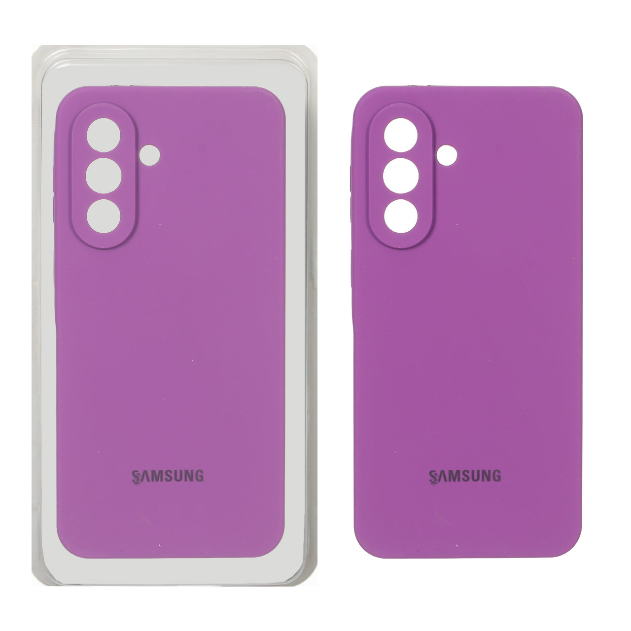 قاب سیلیکونی پاک کنی محافظ لنزدار اورجینال Samsung Galaxy A57 - ارغوانی (پک اصلی)